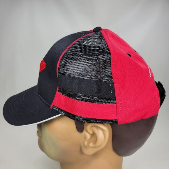 World Poker Tour Strap Back Trucker Hat Cap Red Black Mesh 2-Stripe G-III Sports - Picture 5 of 8
